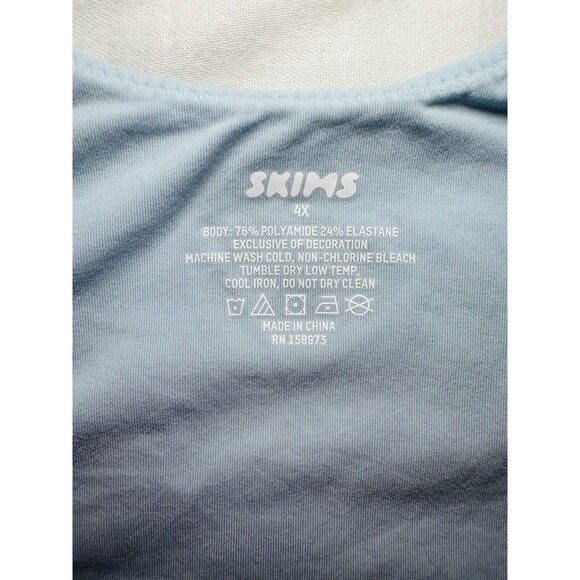 SKIMS Fits Everybody Square Neck‎ Thong Bodysuit Sky Blue SIZE 4X NWT - Picture 3 of 7